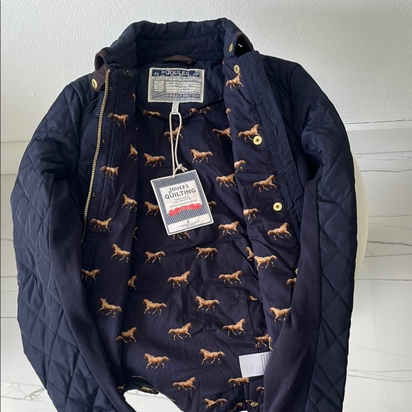 Joules Utility Jacket Blue and Gold Quilted Design - Picture 2 of 5